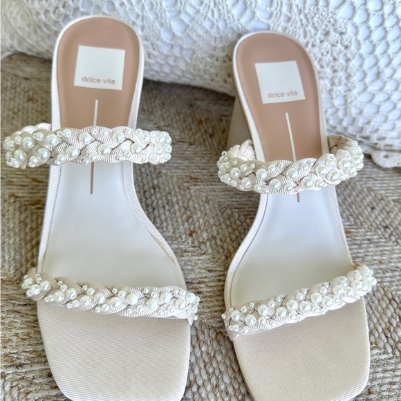 Dolce Vita Pearl Embellished Pearl Sandals - Picture 1 of 7